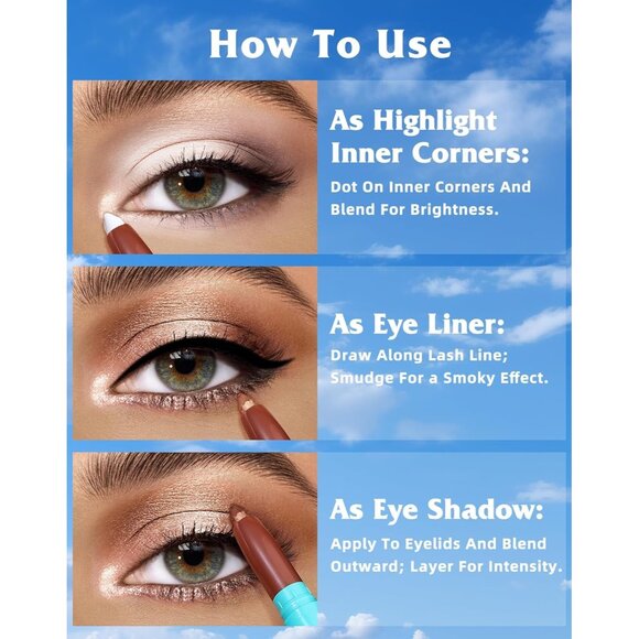 KIMUSE Eyeshadow Stick 4 Colors Set Long Lasting Waterproof Natural Glow Makeup - Picture 3 of 9